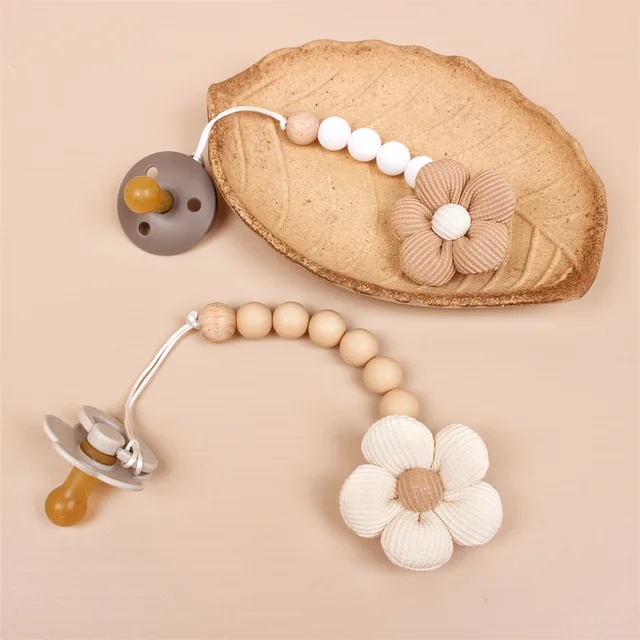 Fleur bébé attache-sucette chaîne nouveau-né factice porte-mamelon Clips sans BPA coton jouets de dentition sucette pendentif support 1