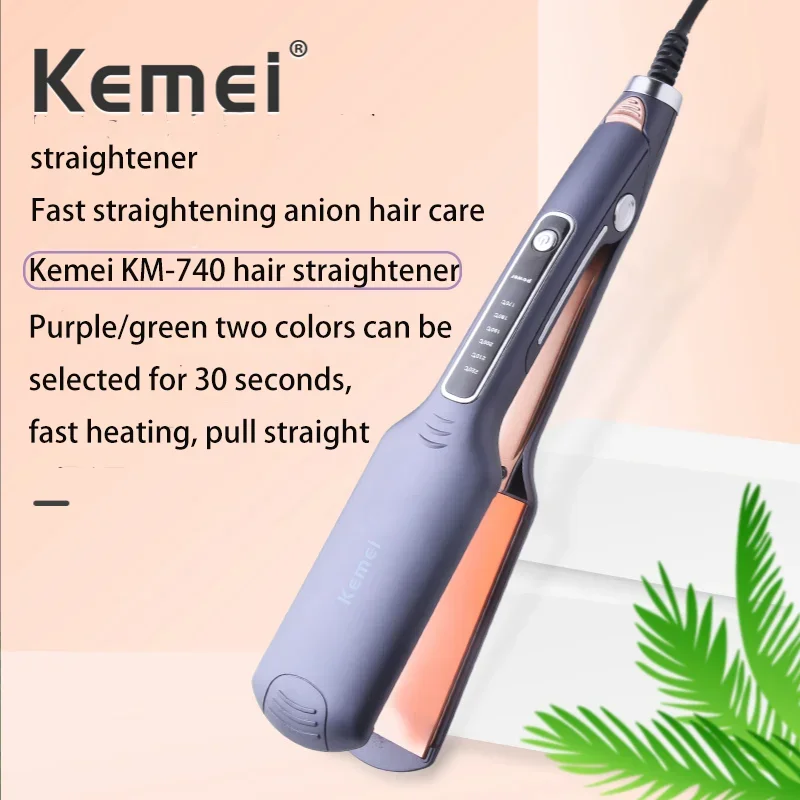 Kemei Km-740 Portable Professional Led Six-speed Flat Iron Negative Ion Anti-scald Hair Straightener Curling Iron