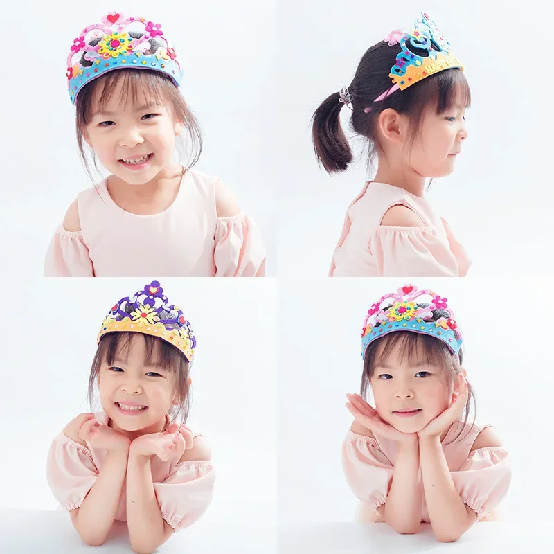 Creative DIY Children's Birthday Party Hat And Crown Accessories Kit Non-Woven Royalty Craft Material For Preschool Crafts