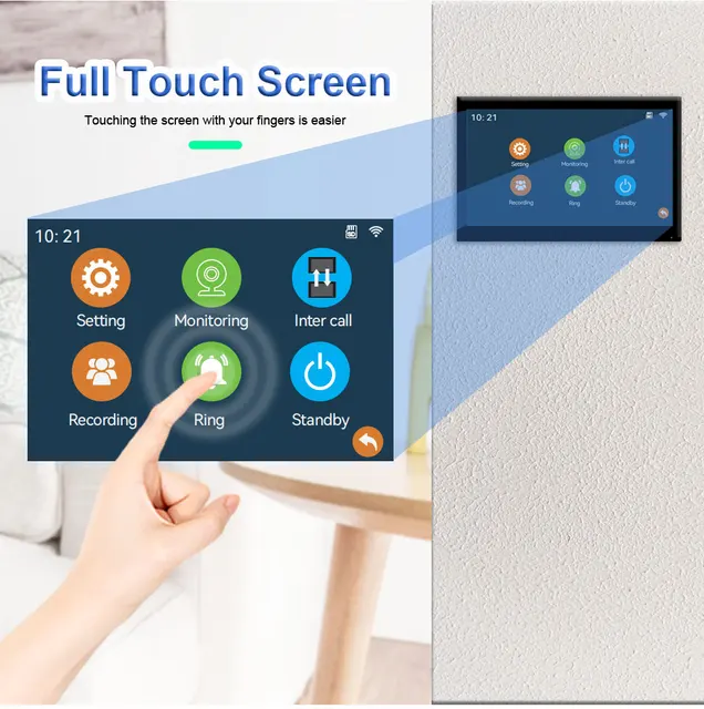 ANJIELO Metal Doorbell Video Intercom System 10inch Touch Screen 4in1 Unlock Romote Safety Protection Tuya Smart 3