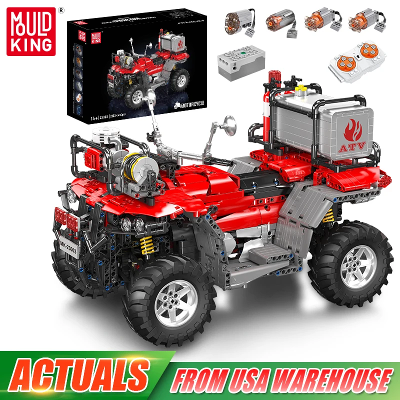 Mould King 23003 Technical Car Toys The RC ATV FireFighting Vehicle Building Block Assembly Motorcycle Set Kids Christmas Gift