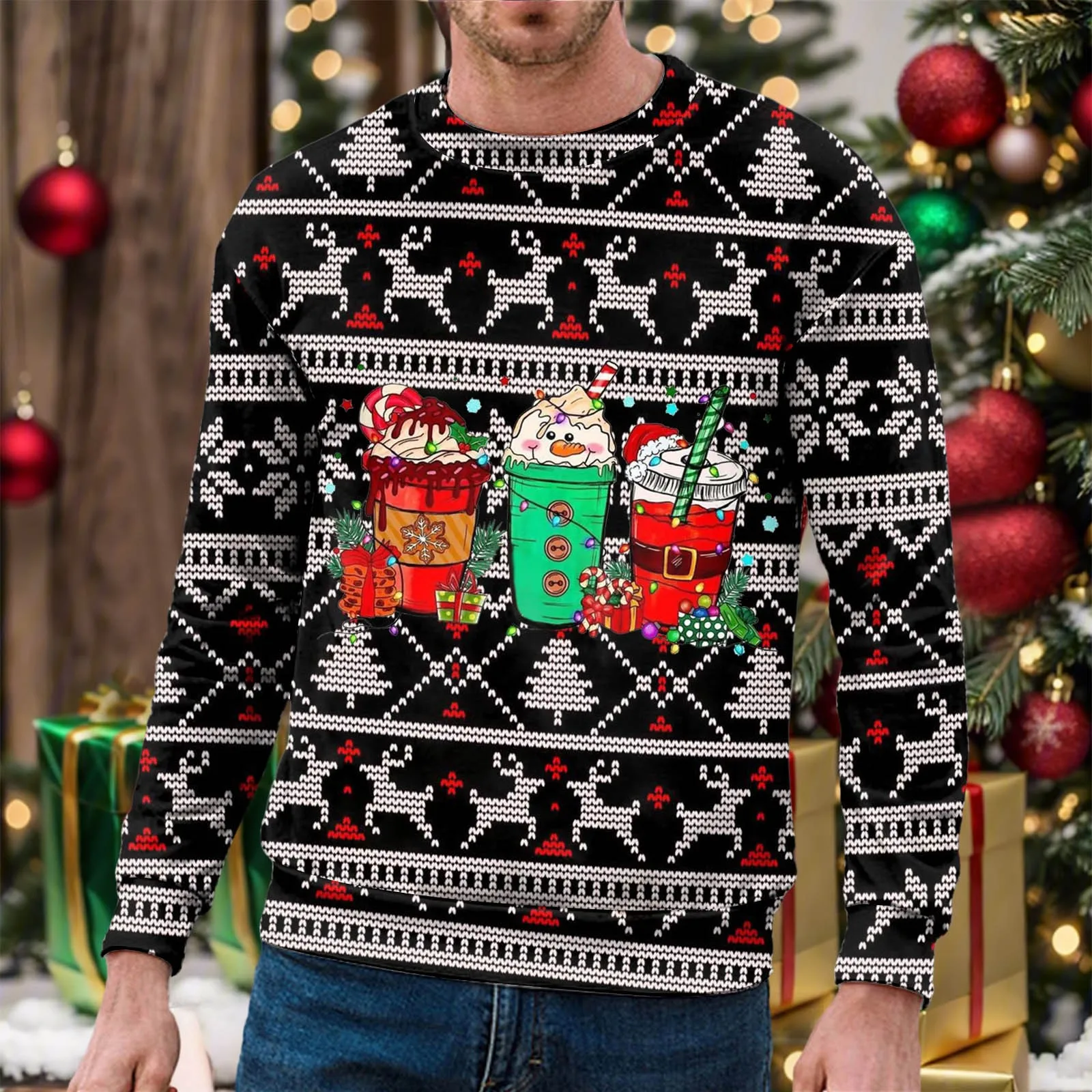 

Vintage Hoodie Male Christmas Jumper Sweatshirt Pullover Crew Neck Autumn Winter Long Sleeve Shirt Zippe Hoodie Men