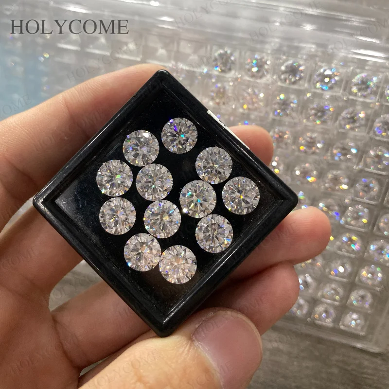 D 컬러 VVS1 모이사나이트 스톤 라운드 브릴리언트 컷 6.5mm-15mm 루스 ..