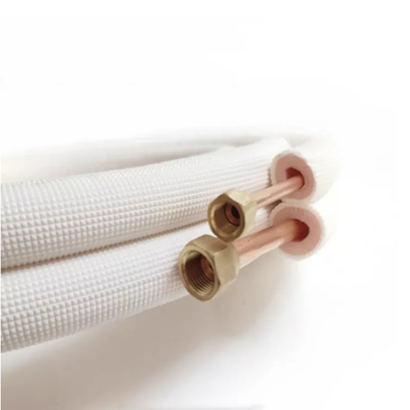 Tube d\'extension de réfrigérant isolé en mousse, 2/3/4/5/6/7 mètres, bobine de Tube en cuivre pour climatiseur, 1/4 pouces, 3/8 pouces, avec écrous