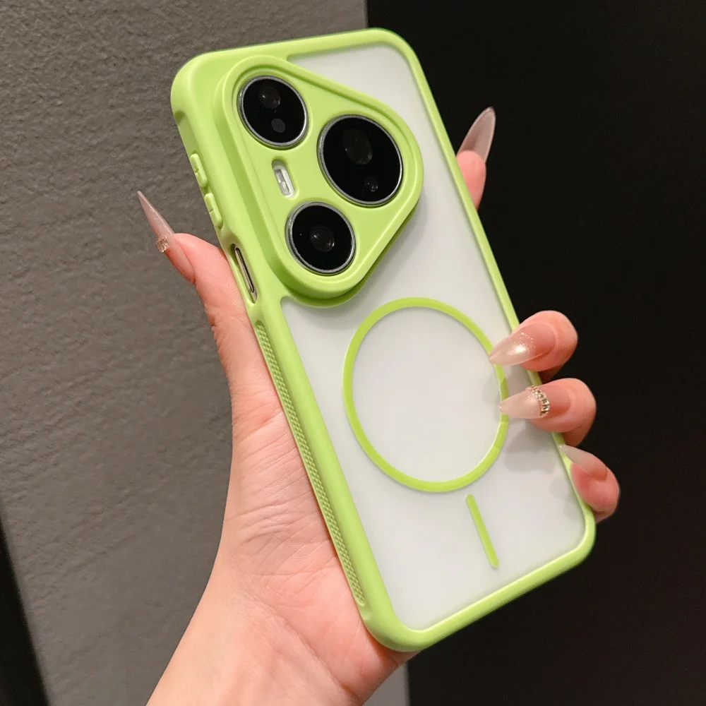 Shockproof Matte Hard Phone Case with Transparent Magnetic Back Cover