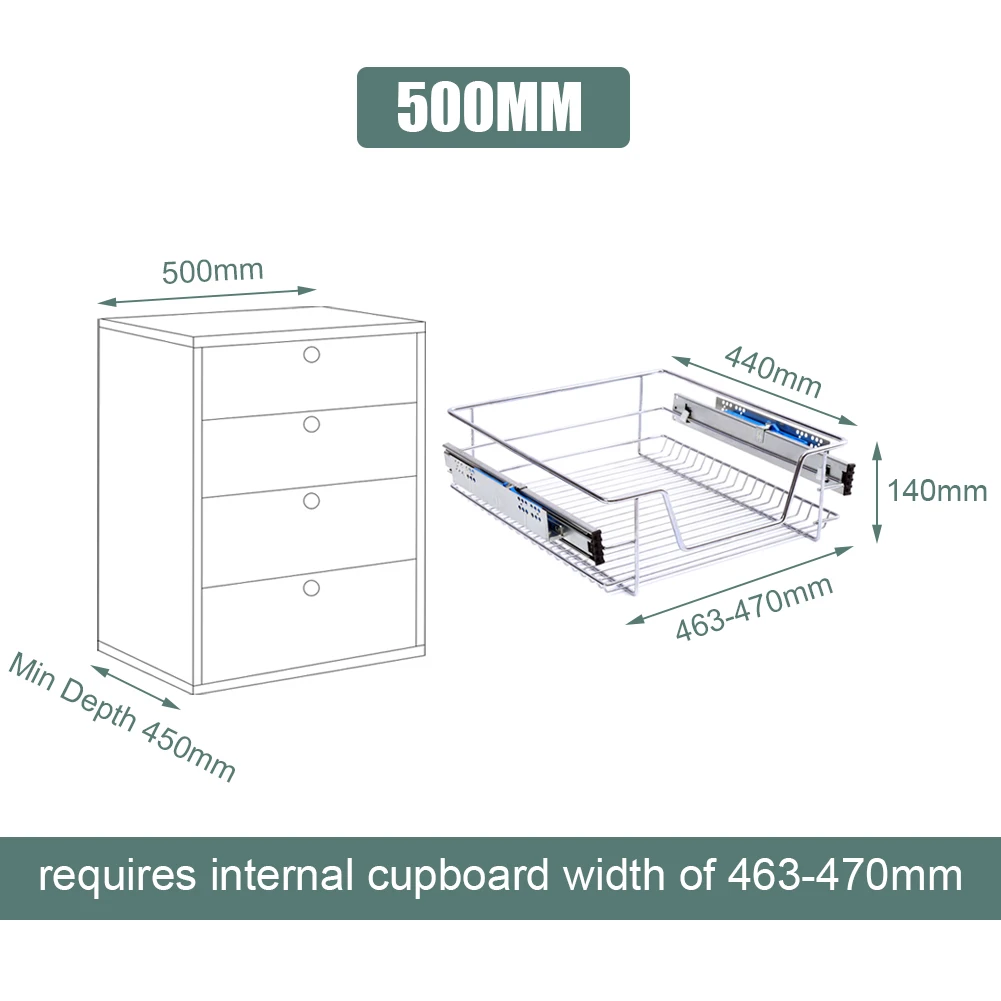 【Lifeideas】Metal Sliding Kitchen Cabinet Pull Out Wire Basket Organizer Sliding Drawer Storage for Inside Kitchen Cabinet