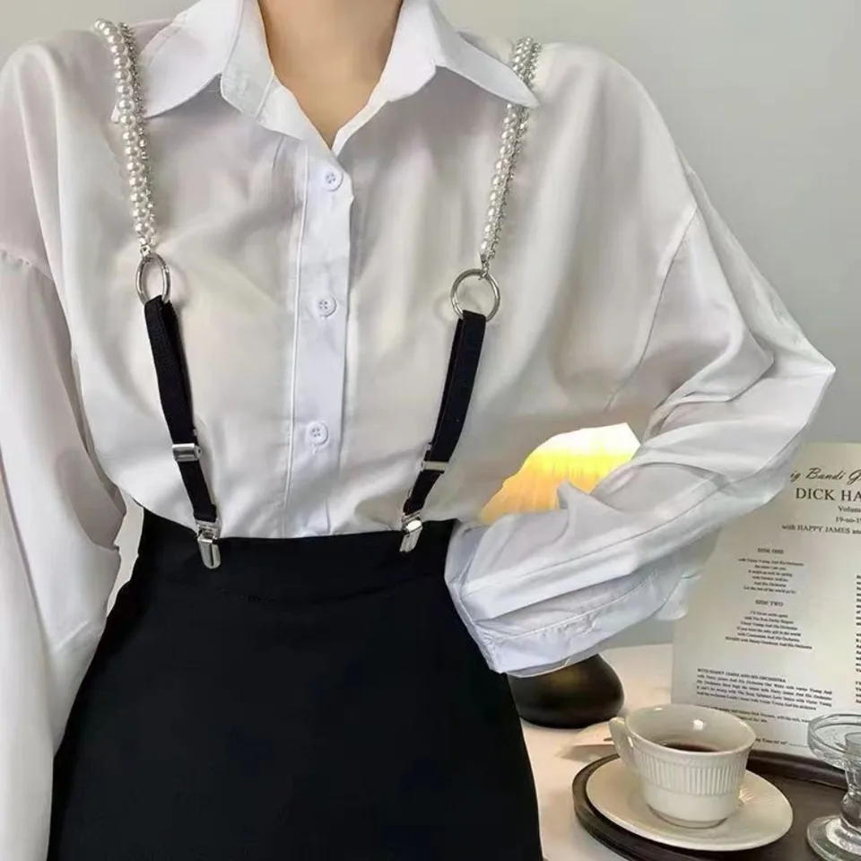 Elegant Adjustable Pearl Suspenders for Women