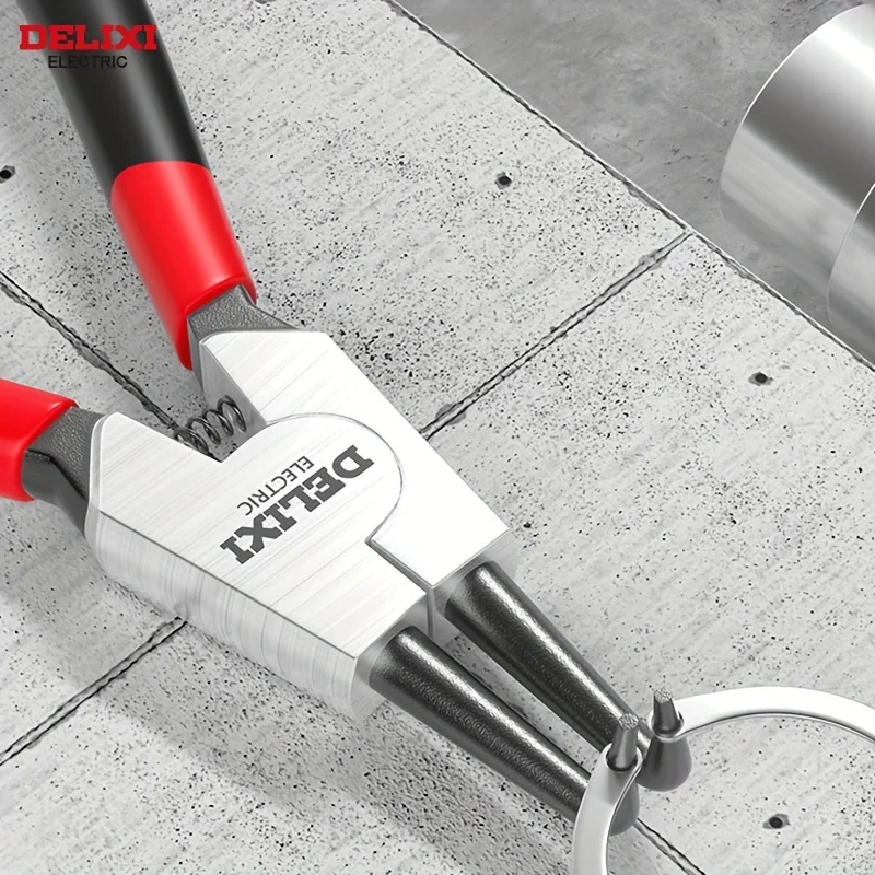 Universal Pliers DELIXI ELECTRIC 5-inch Card Spring Pliers Chrome Vanadium Steel Automatic Rebound Pliers Inner Outer Bending Manual