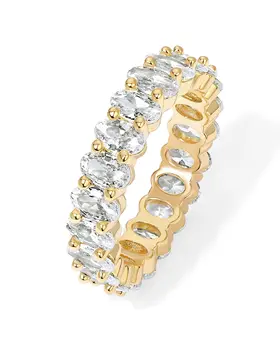 Shevalues Women 14K Gold Plated Rings Oval Cubic Zirconia Love Ring Eternity Ring Stackable Rings for Women Gift Popular Jewelry 1