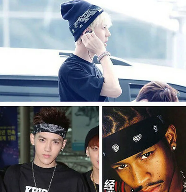 Fashion Hip Hop Bandana Square Scarf Black Red Paisley Headband Printed For Women/Men/Boys/Girls Trendy Streetwear Headband