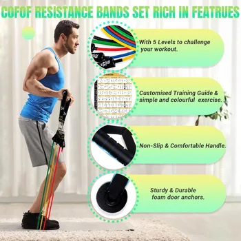 Resistance Bands Set with Yellow Handles, Exercise/Workout/Fitness Bands with Door Anchor, Legs Ankle Straps for Resistance Trai 2
