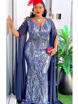 Plus Size African Party Dresses for Women Dashiki Ankara Sequin Wedding Evening Gown Sexy Bodycon Maxi Long Dress Africa Clothes