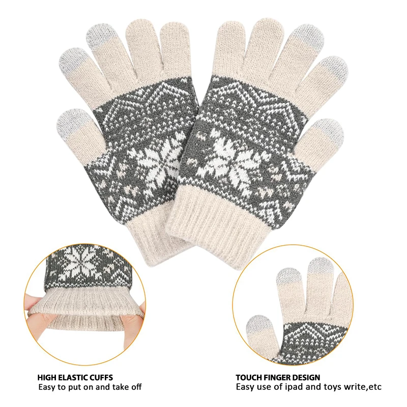 Adorable Kids' Winter Set-Snowflake Knit Hat, Fleece Scarf & Warm Gloves, 3-Piece Set For Cozy Comfort In Cold Weather