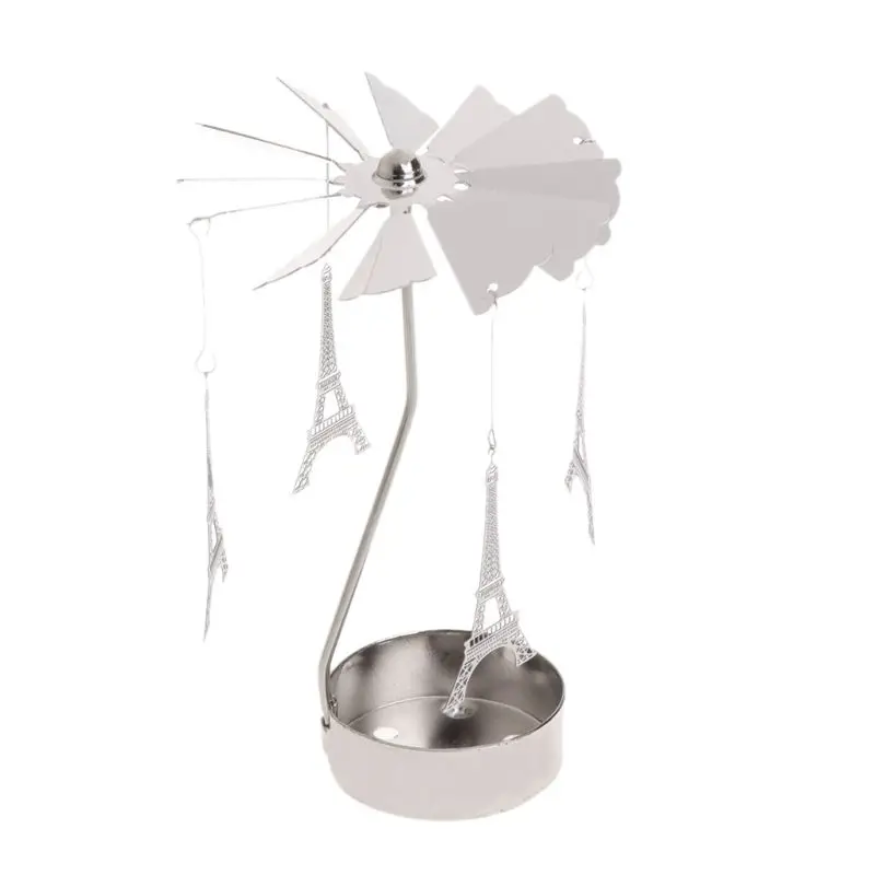 Rotating Tea Light Candle Holder Carousel Spinning Tealight Stand Candleholders for Romantic Wedding Party Home
