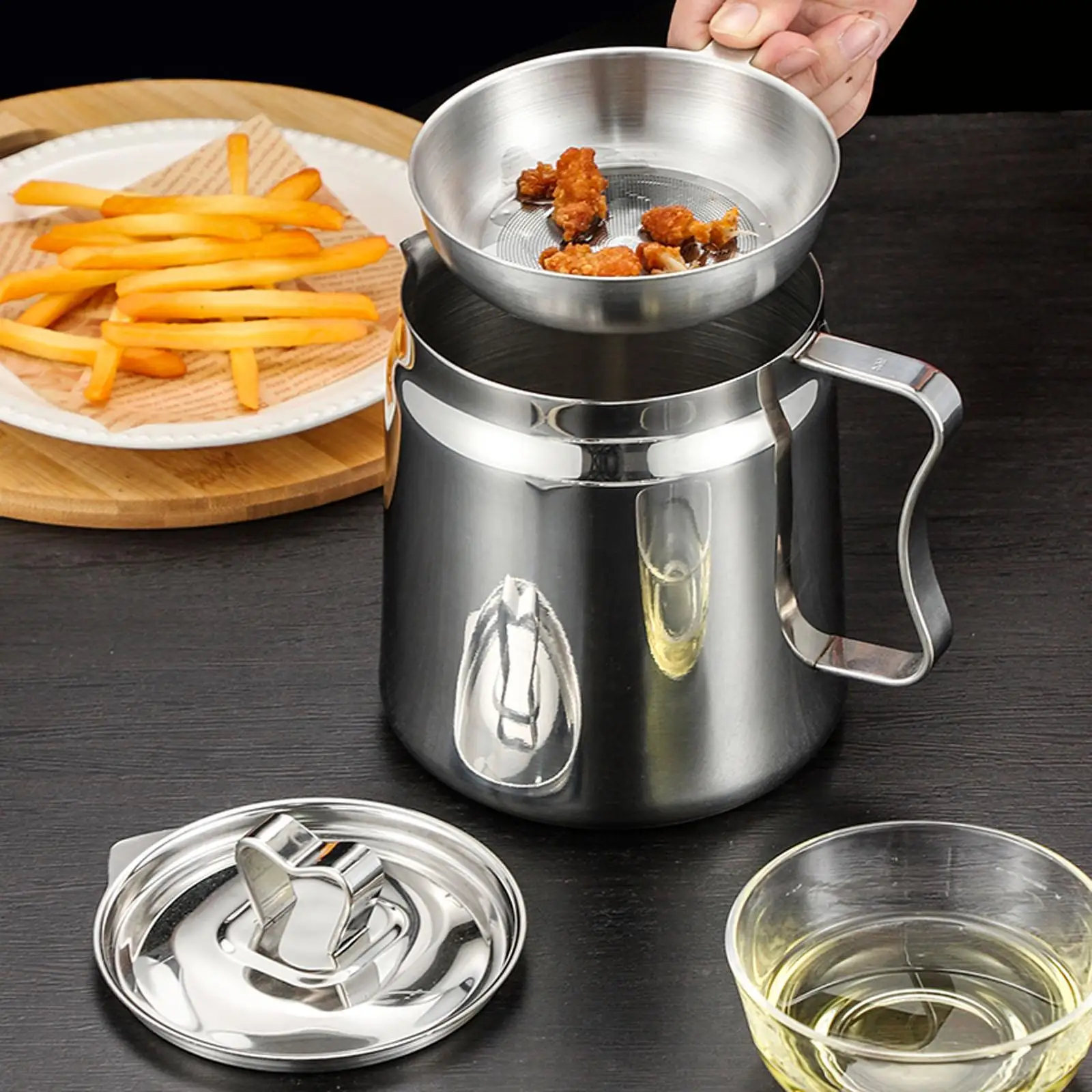 Frying Pot Grease Can Milk Warmer French Fries Storage Pots Oil Tank Kettle with