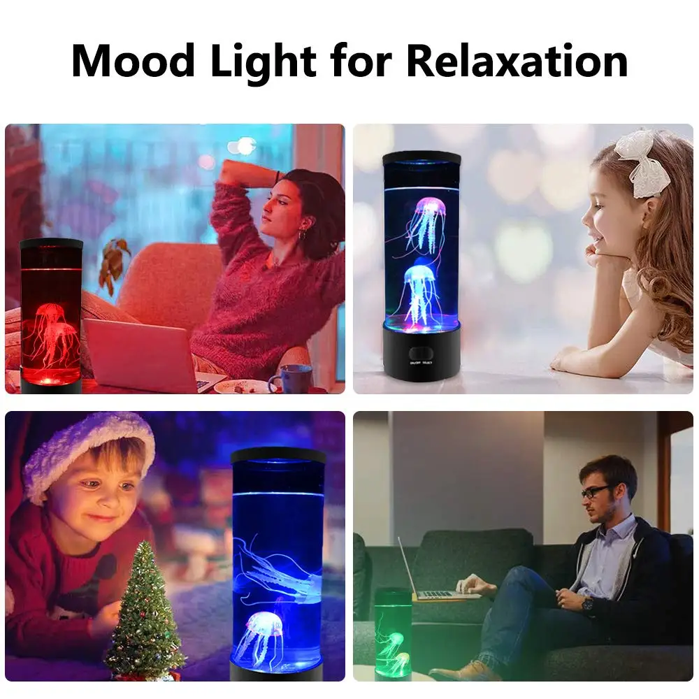 Jellyfish Lamp LED Night Light Remote Control Color Changing Home Decoration Lights Aquarium Birthday Gift for Kids USB Charging 2