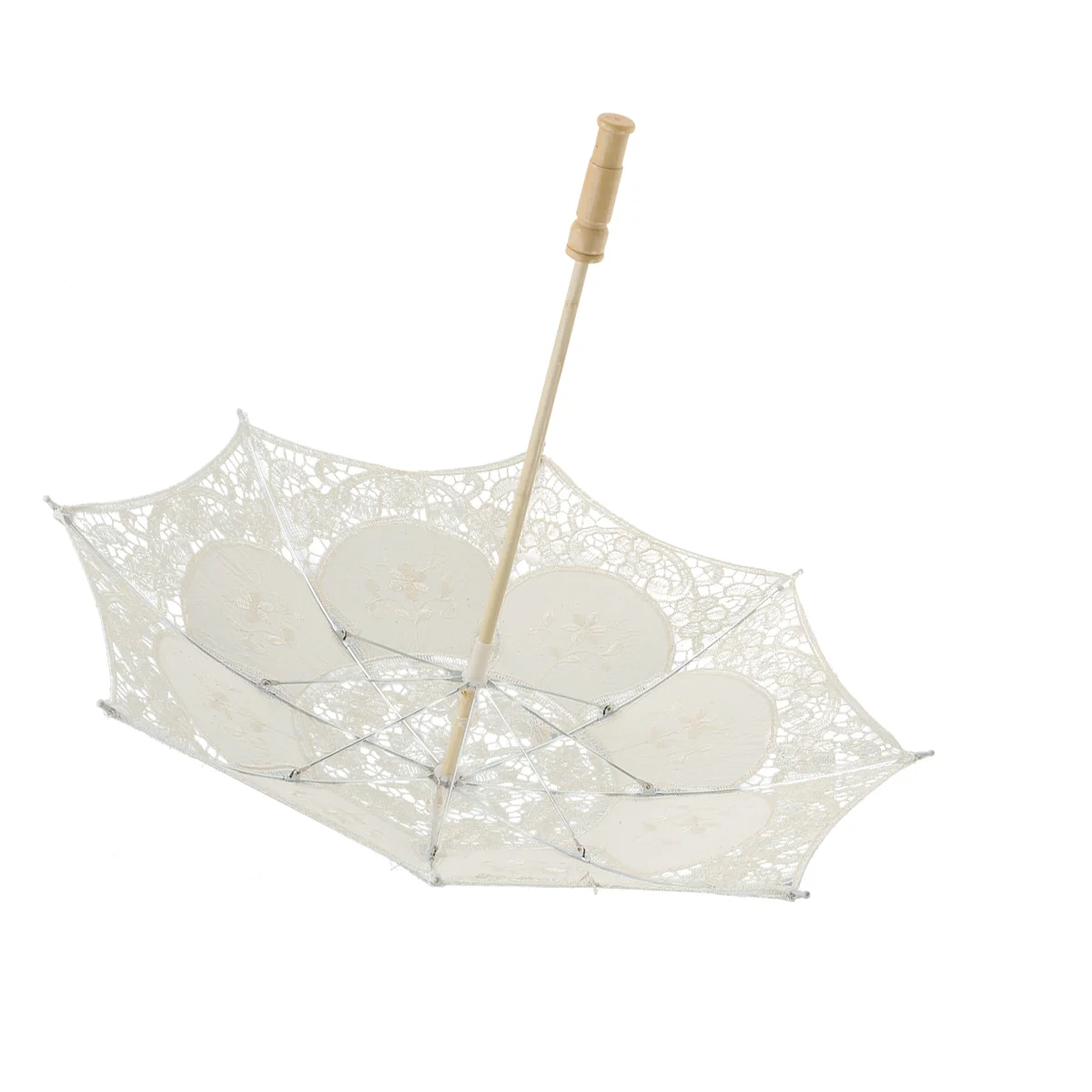Lace Umbrella Handmade Cotton Craft Photography Prop Wedding Umbrella Decor Diameter 60cm (Beige)