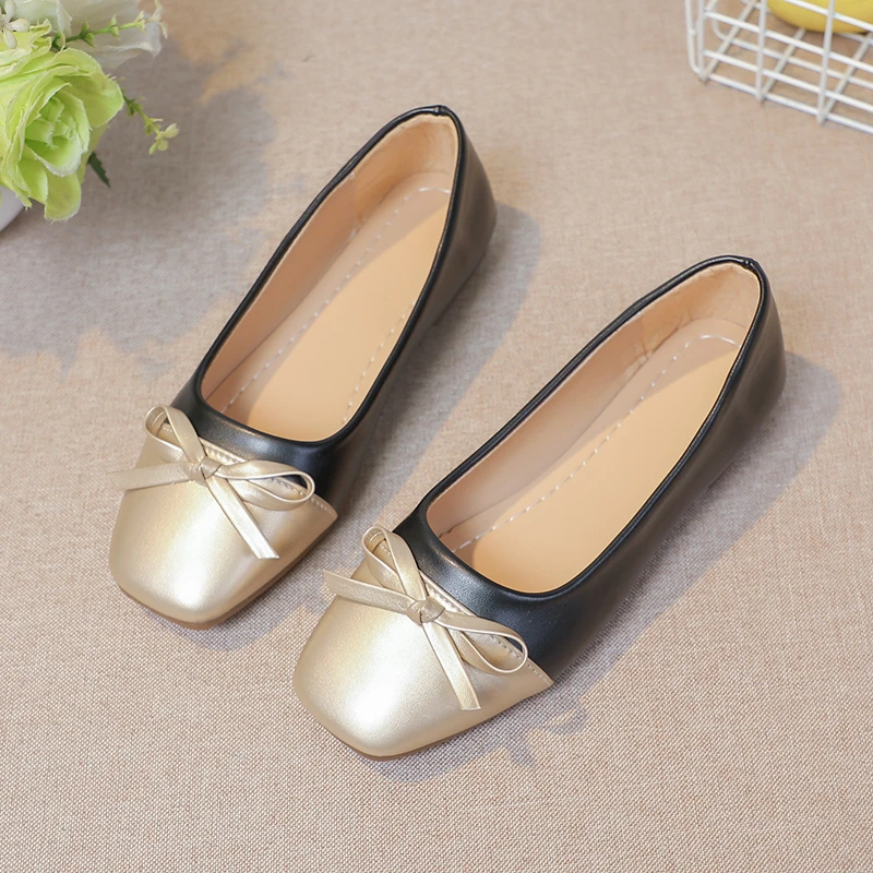 

Female Shoes on Sale Slip on Women's Flats Autumn Square Toe Mixed Colors Butterfly-knot Low-heeled Shallow Mouth Shoes Women