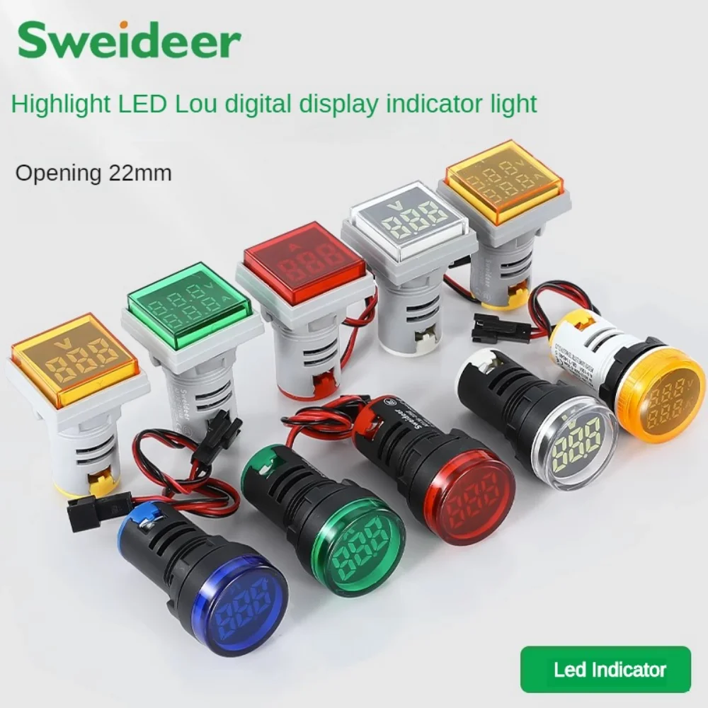 LED 22 Mini Current Voltage Meter 220v Indicator Circle or Square