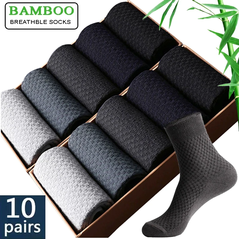Casual socks black socks bamboo fiber socks compression socks business socks 10 Pairs/Lot men's bamboo fiber socks compression autumn long black business casual man dress sock gift plus size 42-45