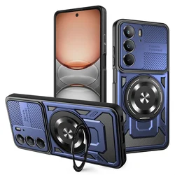 Magnetic Holder Ring Armor Shockproof Phone Case with Enhanced Protection - 6.72 Back Cover for Realme C75 4G (YJ-Blue)