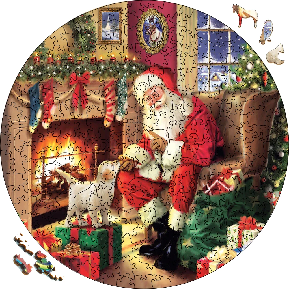 3D Puzzles Wooden Santa Claus Jigsaw Puzzle For Christmas Gifts   Wood Puzzles Board Game Wood Festival Puzzle For Children suzanne valadon the blue room 1923 jigsaw puzzle custom wood christmas toys toddler toys puzzle