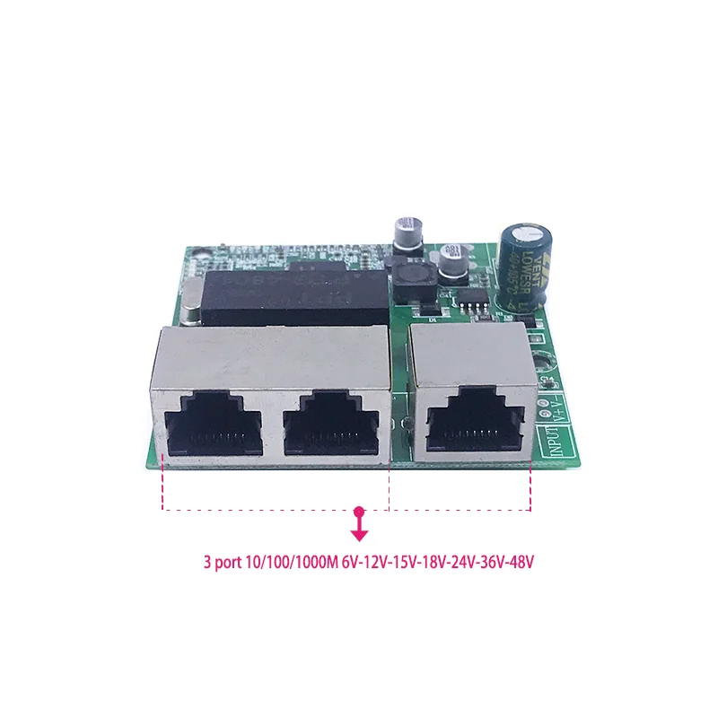 3 포트 기가비트 POEswitch 모듈, LED 라인 3 포트, 10, 100, 1000m 접점, POEport 미니 스위치 모듈, PCBA