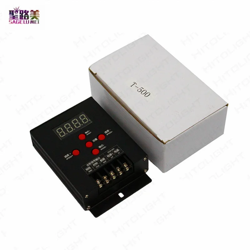 

DC5V - 24V 12V T-500 RGB Pixel Controller T500 For Magic Dream Color IC SPI TTL WS2811 WS2812B 1903 16703 LED Strip Lights Tape