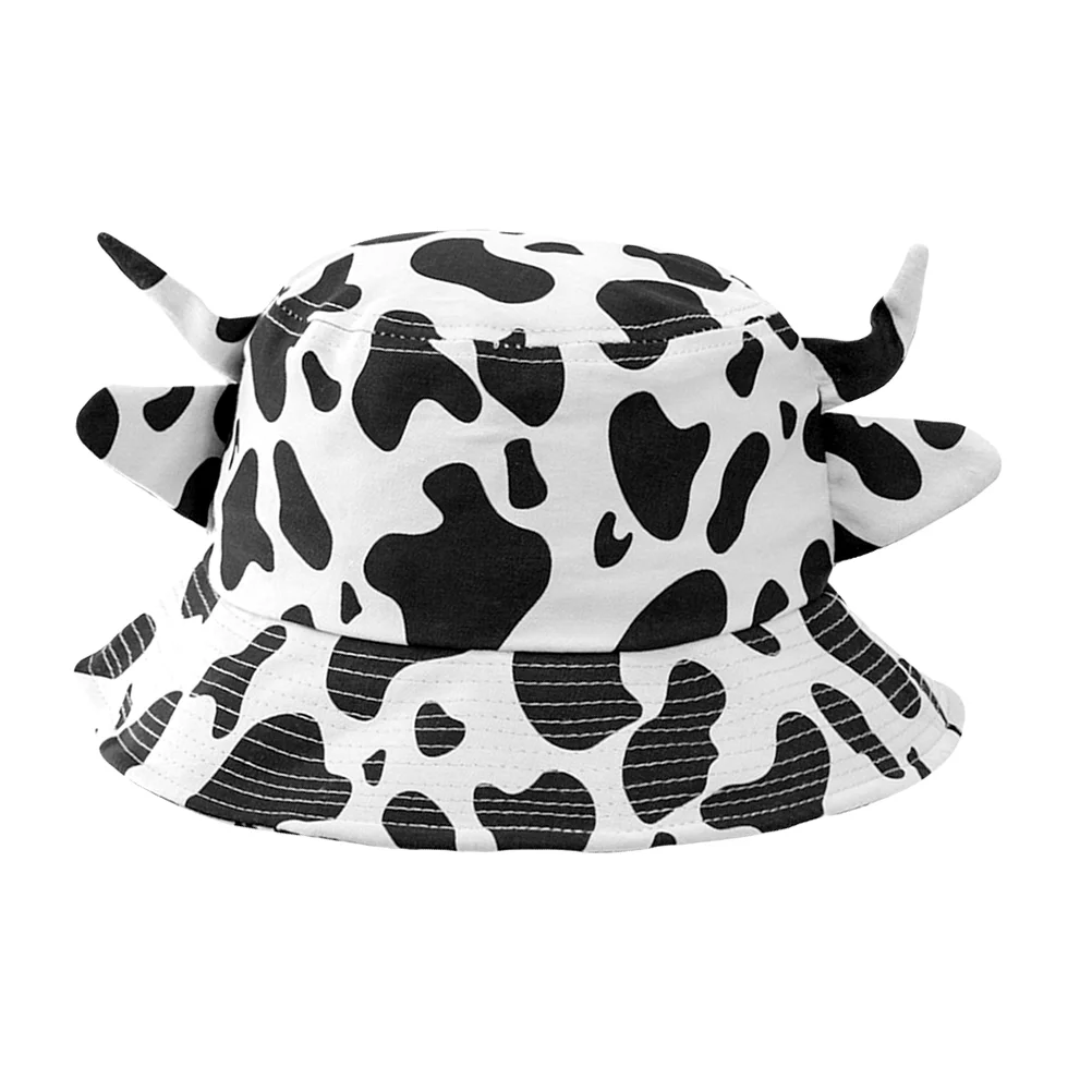 

1pc Bucket Hat Lovely Cow Prints Fisherman Hat Anti-UV Summer Beach Sun Hat