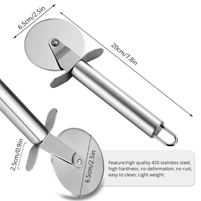 Stainless Steel Pizza Wheels Cutter Round Pizza divider & Knife Pastry Pasta Dough Kitchen Tools Baking Cutting Tools pizza cutter roller cutter pizza knife
