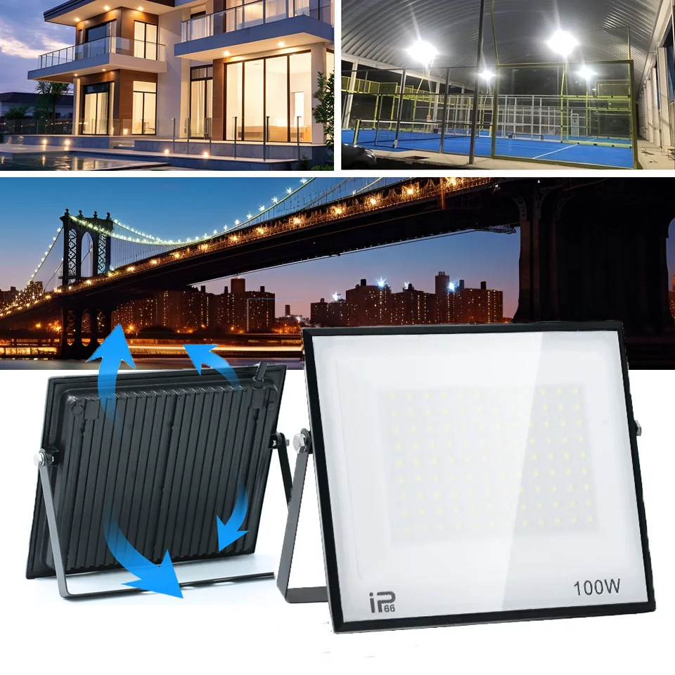Led Flood Light IP66 Waterproof 100W 200W Outdoor Floodlight Spotlight LED Reflector Street Lamp Wall Flood Lights