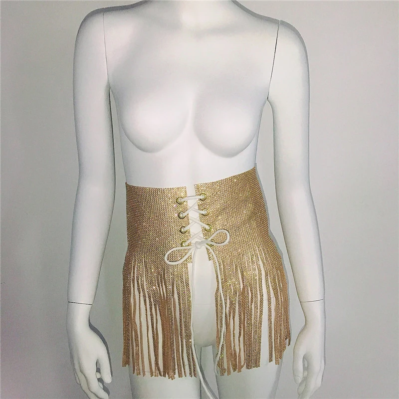 Sparkling Crystal Diamonds Rhinestone Long Tassel Mini Skirts Sexy