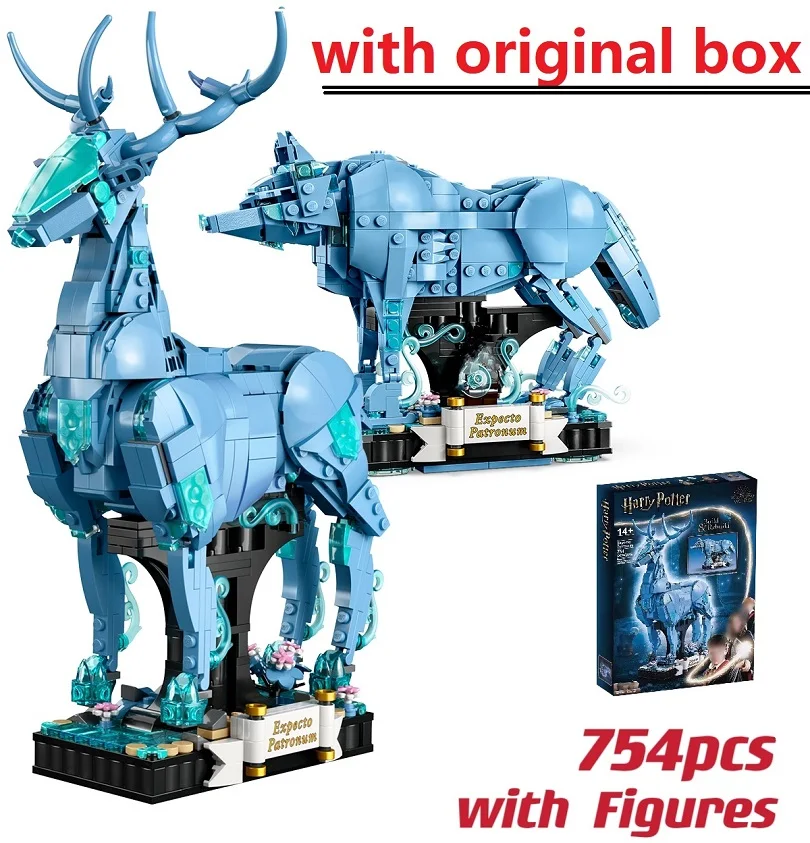 

754Pcs Compatible 76414 Expecto Patronum Wolf Patronus Building Blocks Assembly Bricks Toys Kid Birthday Gifts Toys