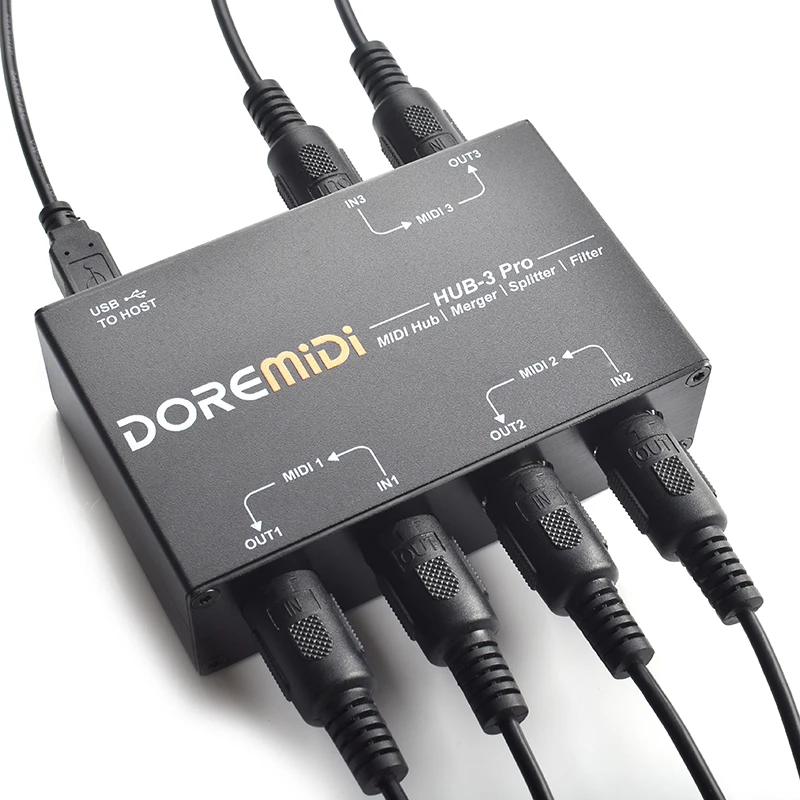 DOREMiDi MIDI HUB-3 Pro Supports Connecting MIDI DIN Devices To Computers Port Routing and Message Filtering For audio interface