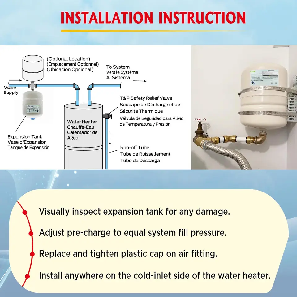 Cold Water Pressure Tank Replace Water Heater Expansion Tank