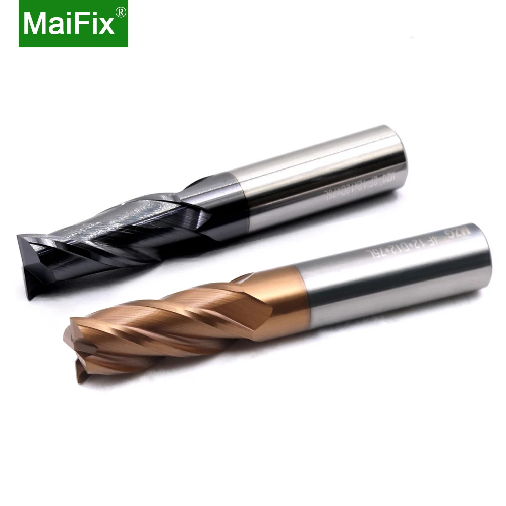MaiFix HRC 45 55 65 2 엣지 4 플루트 스퀘어 밀링 커터, 티타늄 가공 2F45C 엔드밀, 강철용 CNC 절삭 공구