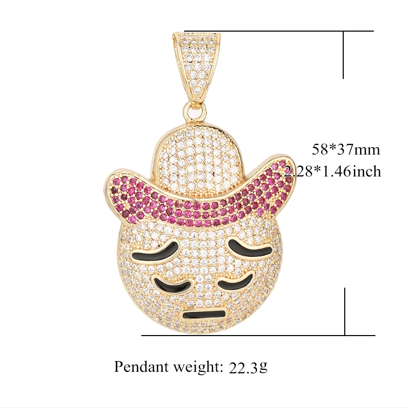 

Streetstylemen Hip Hop 14k Gold Plated Cartoon Zircon Copper Pendants and Necklaces