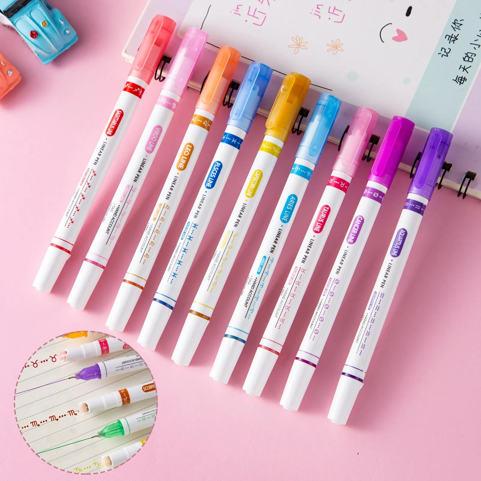 Highlighter marker Highlighter pen Art marker Marker pen 6/12 Colored Curve Highlighter Pen Set Different Shapes Dual Tip Markers Cool Pens for Journal Planner Scrapbook Art Office