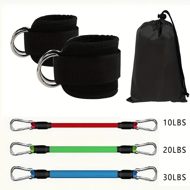 5-piece universal ankle resistance strap set with adjustable shoulder strap, used for strength training, yoga, and fitness - a m 6