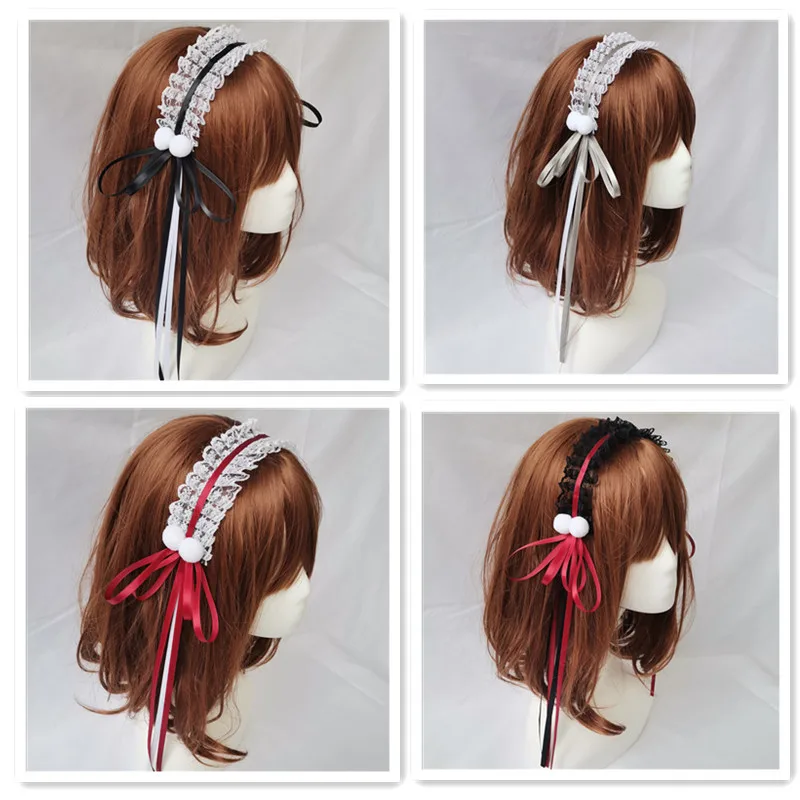 

Lolita Kawaii Cat Ears Lace Bow Headband KC Hair Band Anime Cute Girl Maid Headdress Cosplay Anime Hair Accessories Head Wrap