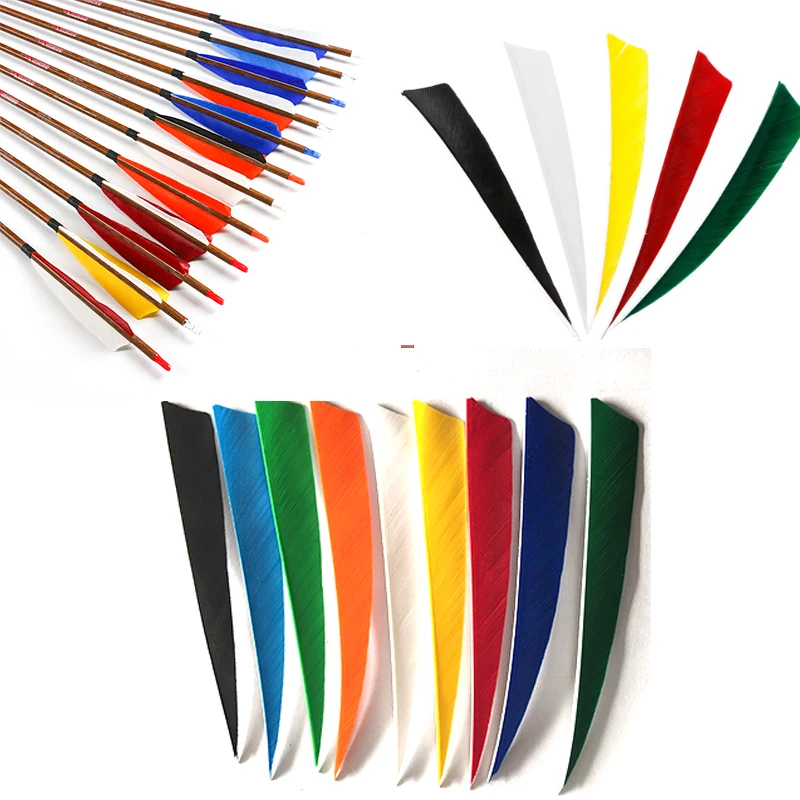 24pcs Turkey Arrow Feather Natural Archery Fletching 4" Right Shield Wings 