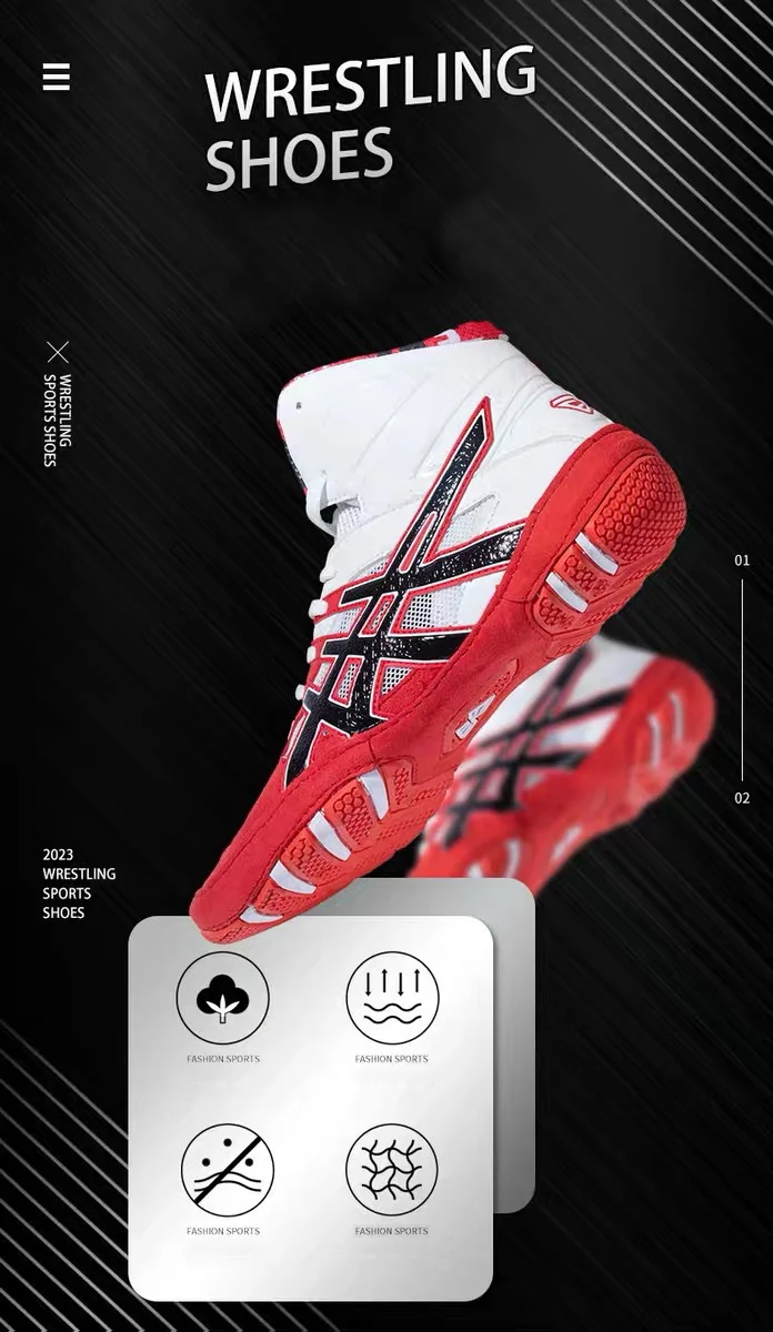 Description Picture 3 of itemProfessional Wrestling Boots Men's Lightweight Fighting Boxing Shoes High Quality Mesh Breathable Boxing Sneakers Size 39-46#