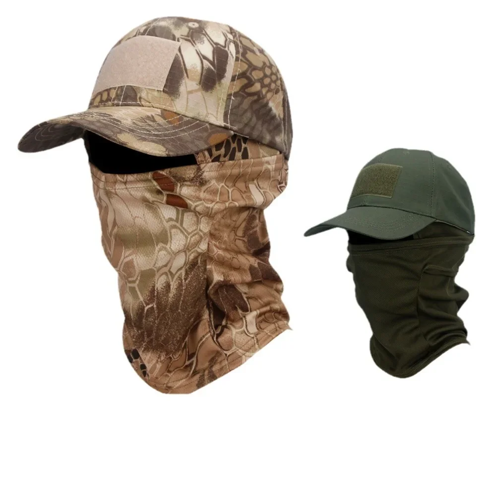 Tactical Balaclava Baseball Cap Full Face Mask Set Men Summer Snapback Sun Hat Outdoor Fishing Cycling Hunting Camouflage Scarf