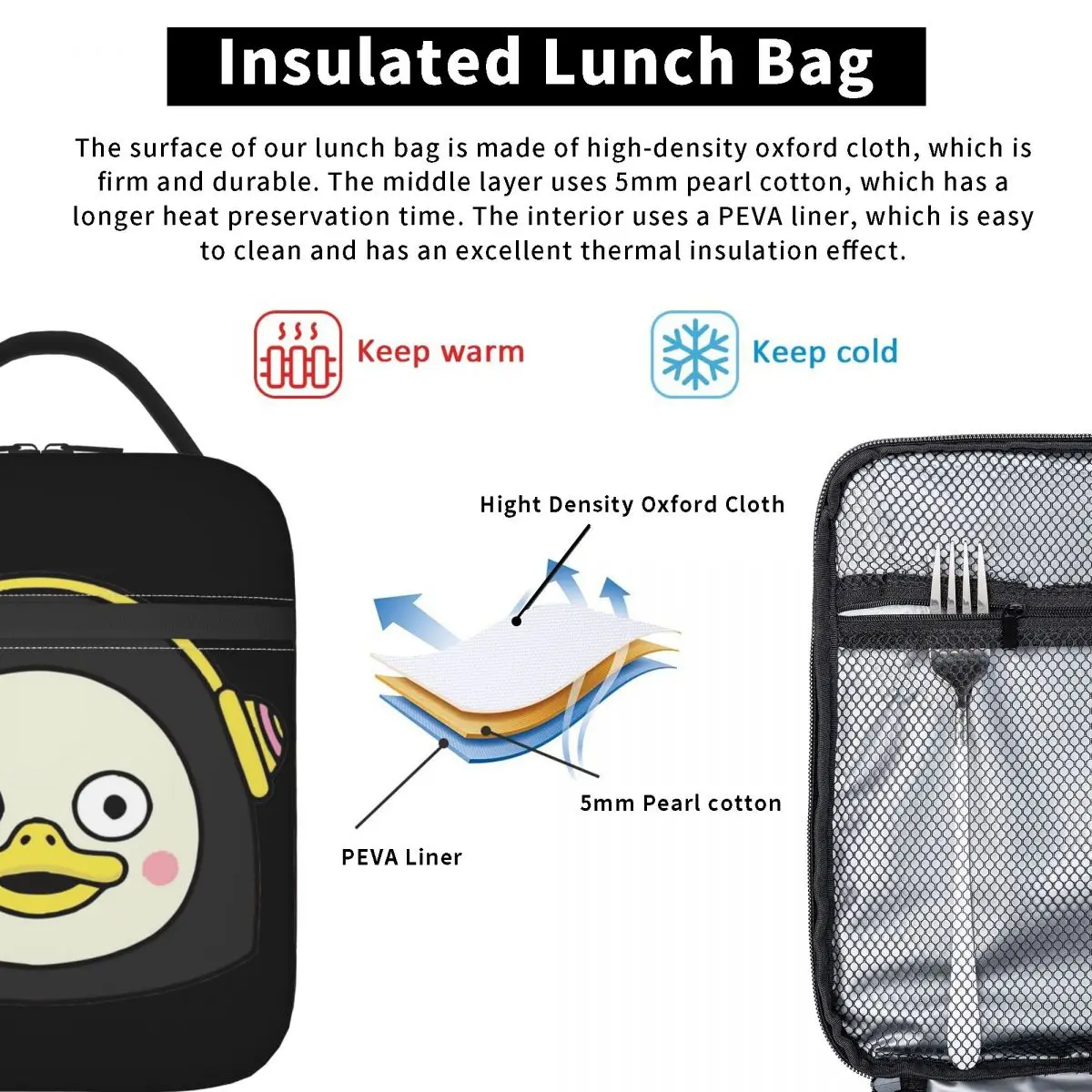 Pengsoo Cute Penguin Thermal Insulated Lunch Bag for Office Portable Food Bag Container Men Women Thermal Cooler Lunch Boxes 5