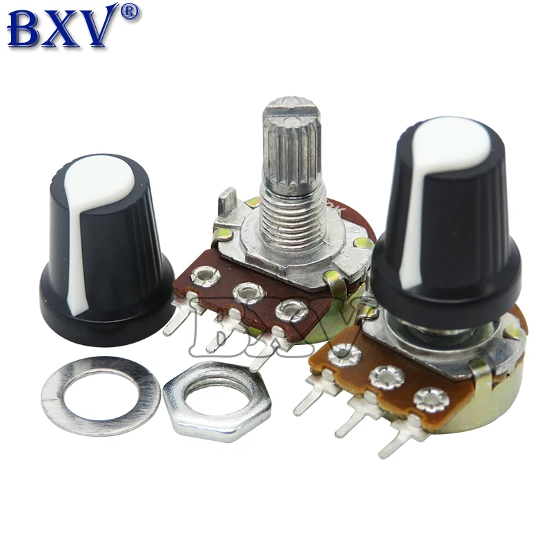 WH148 1K 10K 20K 50K 100K 500K Ohm 15mm 3 Pin Linear Taper Rotary Potentiometer Resistor linear potentiometer rotary potentiometer potentiometer kit electronic components 5 Sets for Arduino