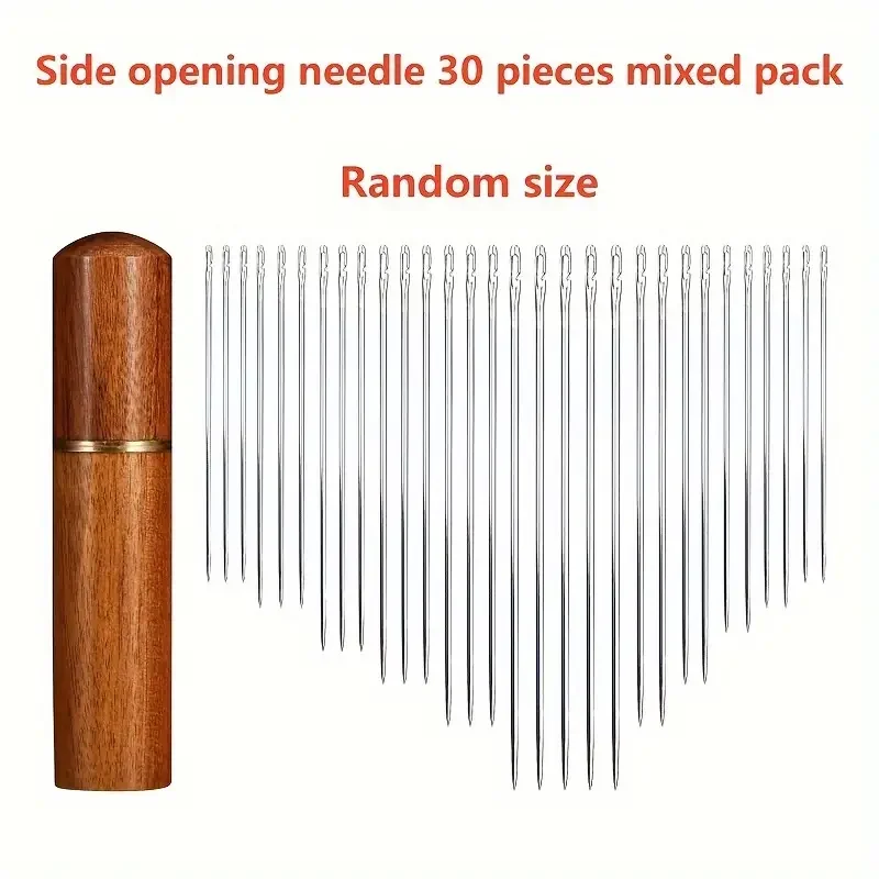 Sewing Needles 30Pcs Side Hole Blind Stainless Steel Elderly Self Threading Household DIY Jewelry Beading Tool
