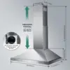 Hood 30 inch, Wall Mount Vent Hood 500 CFM with Ducted Convertible Ductless Kitchen Hood in Stainless Steel, 3 Spee 3