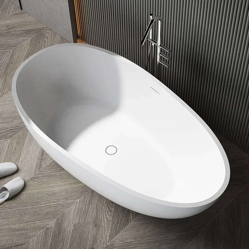 Freestanding Bathtub, Modern Minimalist Style Contemporary Soaking Tub With Brushed Nickel Overflow And Drain 4