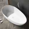 Freestanding Bathtub, Modern Minimalist Style Contemporary Soaking Tub With Brushed Nickel Overflow And Drain 4