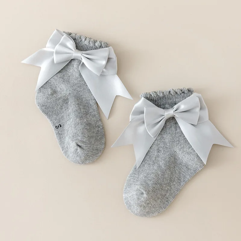 0 to 4 Years Toddler Baby Girls Bow Socks Breathable Knit Princess Socks for Party Wedding Photography